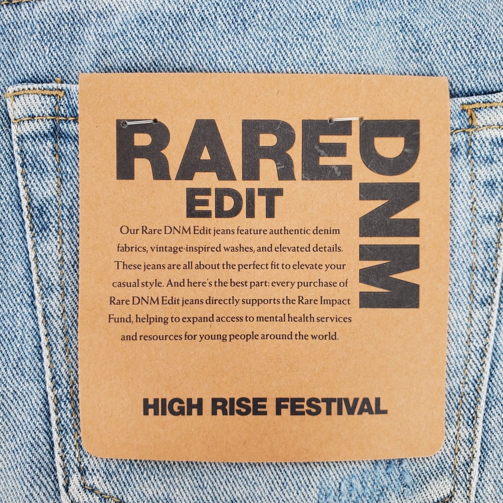 Rare DNM Edit High Rise Festival Denim Short Pearl Bow Size 24 Davis Blue New - Picture 11 of 12